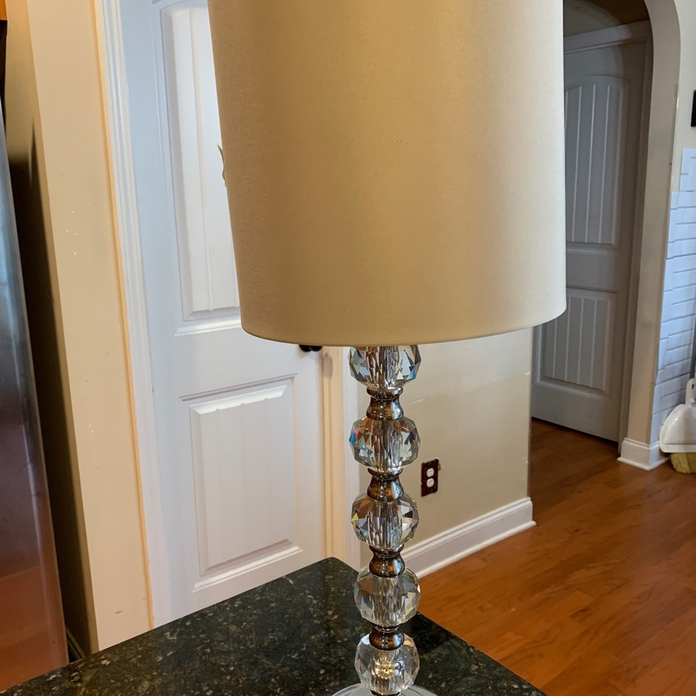 Two crystal lamps with gray lampshade